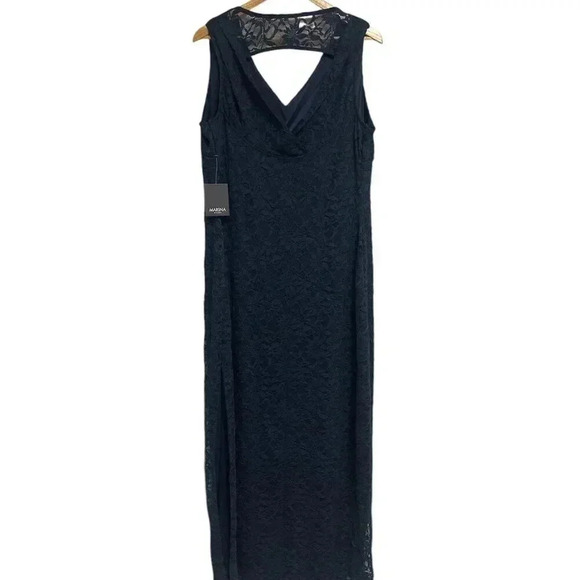 Blu Sage Navy Blue Lace Overlay Dress Size 14W Wedding Cocktail Party - Picture 2 of 11